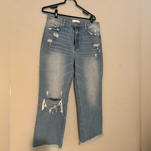 New distressed, wide leg jeans